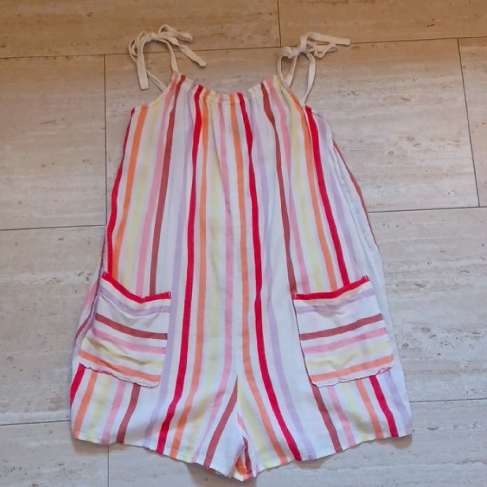 Aerie Multi-Color Striped Tie Romper - Picture 1 of 8